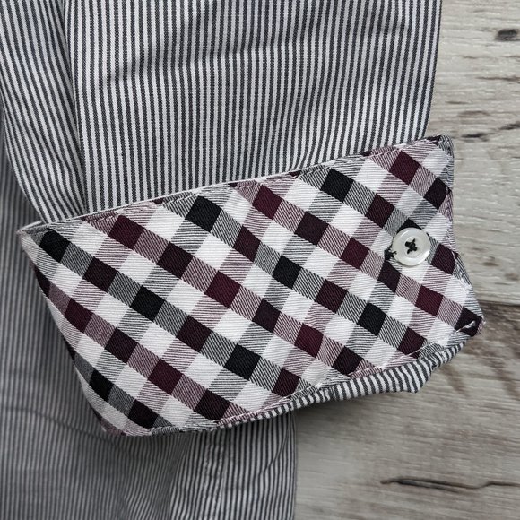 Michelsons London* Men's‎ Long Sleeve Button Down Curved Hem Striped Shirt~ XL - Picture 10 of 14